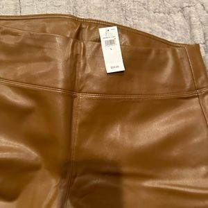 Gap faux leather pull on pants. Camel color sz lge nwt